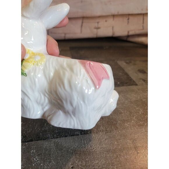 Ceramic Easter AS IS bunny rabbit container decor figure - Picture 3 of 9